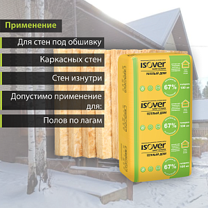 Купить Теплоизоляция на основе кварца Isover Теплый Дом Плита 50 х 610 х 1170 мм в Иркутске