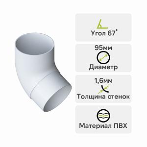 Колено трубы 67° Альта-Профиль "Элит" ПВХ — Белое Колено трубы 67° Альта-Профиль "Элит" ПВХ — Белое