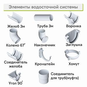 Колено трубы 67° Альта-Профиль "Элит" ПВХ  — Белое