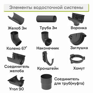 Колено трубы 67° Альта-Профиль "Элит" ПВХ  — Графит