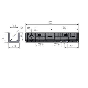 Купить Канал пластиковый DN150 H185 Aquastok Norma 1000х210х185мм 11518 в Иркутске