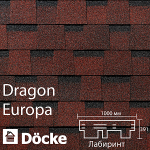 Купить Ламинированная черепица Docke PIE EUROPA DRAGON 2.38м2/уп Красный в Владивостоке